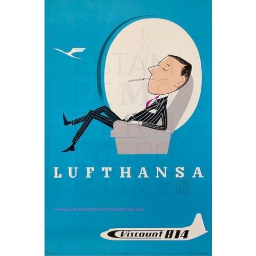 Lufthansa Viscount Germany Travel Ad Beauty View German Retro Vintage Poster Canvas Painting Wall Art Home Posters Decor