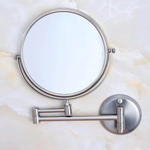 Brushed Nickel Brass Bathroom Shaving Beauty Makeup Magnify Mirror Dual Side Wall Mounted / Bathroom Accessory mba636