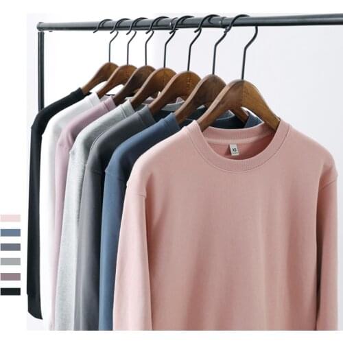 32113 Autumn Mens Sweatshirt Classic Solid Color Streetwear Couple Cotton Round Neck Casual Loose Sport Youth Pullover Clothes