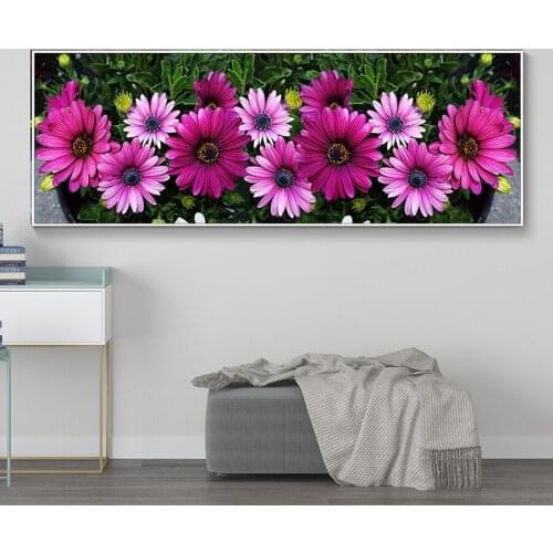 Pink daisy flower large 5d diy diamond paintings full square round drill diamond embroidery picture mosaic kit home decor AA2621