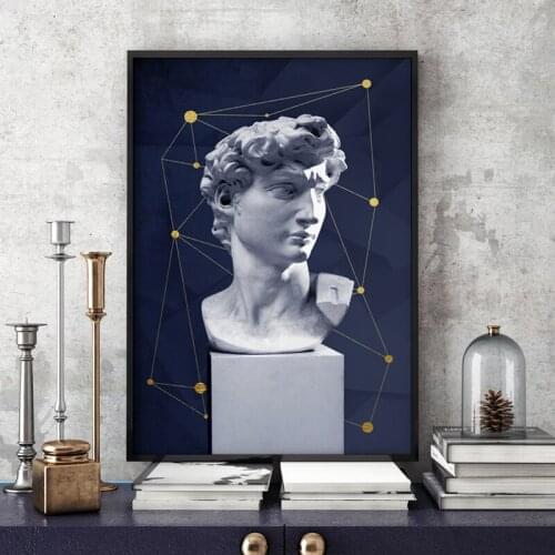 Nordic Canvas Wall Poster Printed Picture Modern Simple Davy Sculpture Space Art Group Living Room Showroom Displayroom Hotel