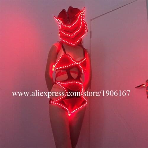 Led Luminous Novelty Sexy Lady Clothes Evening Dress Led Illuminate Glowing Women Costume And Helmet Suit Event Party Supplies