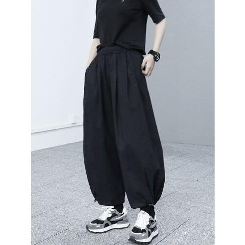 Lady spring and autumn new style day department individual character loose and casual big nine points bundle foot trousers