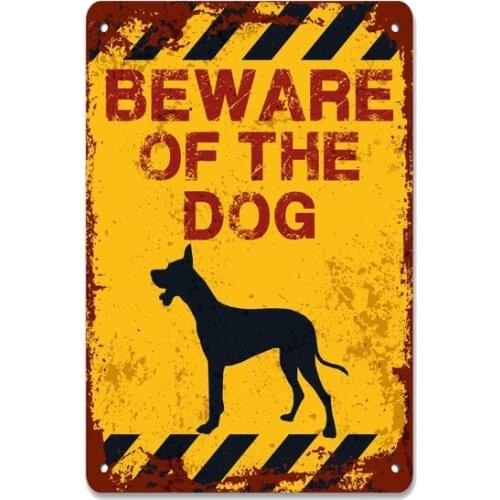 Beware of the Dog Gift For Dog Lover Wall Decor Vintage Retro Tin Sign Metal Sign Decor for Garage Home Bar Pub Store Shop