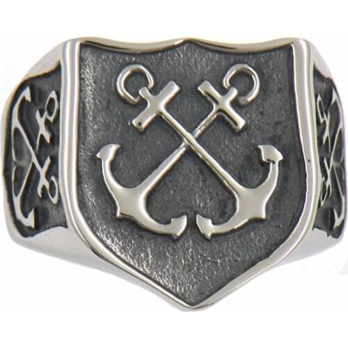 Fanssteel Stainless steel jewelry MARINE CROSS ANCHOR NAVY SEAMAN SAILOR RING FSR12W31