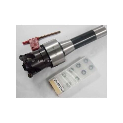 R8 FMB22 M12 arbor + EMR 5R 63-22-4T 4Flute face mill& 10pcs RPMT1003 inserts CNC milling