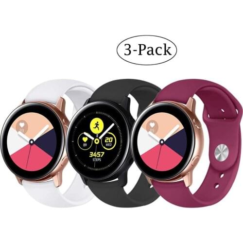 Band for Samsung Galaxy Watch (42mm)/ Galaxy Watch Active (40mm) Bands 3Pack Silicone Bands Straps for Watch Active2 40mm/44mm