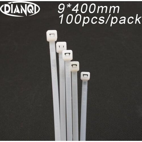 100pcs 9mm*400mm 8.8mm Self locking Nylon Cable Ties White color Plastic Zip Tie wire binding wrap straps UL Certified
