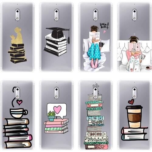 Phone Case Silicone For Nokia 7 Plus X6 Book Girl Heart Coffee Cartoon Aesthetic Fashion Soft Back Cover For Nokia 1 2 3 5 6 8