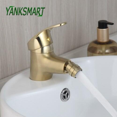 YANKSMART Nickel Gold Bathroom Faucet Deck Mounted Basin Sink Single Handle Faucets Washbasin Hot And Cold Mixer Water Tap