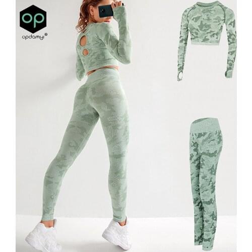 Womens Important Seamless Yoga Wear Workout Wear Fitness Leggings + Shirt Sportswear Ladies Long Sleeve Sportswear Sportswear