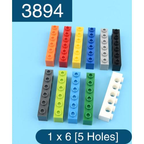 10 pieces of 3894 technology brick with holes 1 x 6 [5 hole] accessories toys
