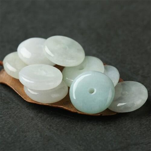 Round AEmerald Lucky Buckle For Good Luck Green AEmerald With Hold For Jewelry Making Ethnic Necklace Pendant 18113