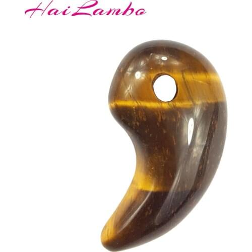10pcs HaiLambo Natural Tiger eyes Stone Hand Carved Magatama Beads Pendant Classic Amulet Jewelry Comma Bead for Gift GY02