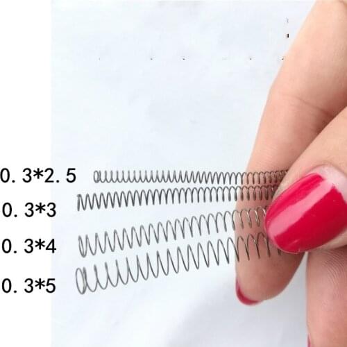 10pcs Stainless steel spring 0.3 small spring spring 2.5 3 4 5 fine spring with full package soft telescopic compression spring