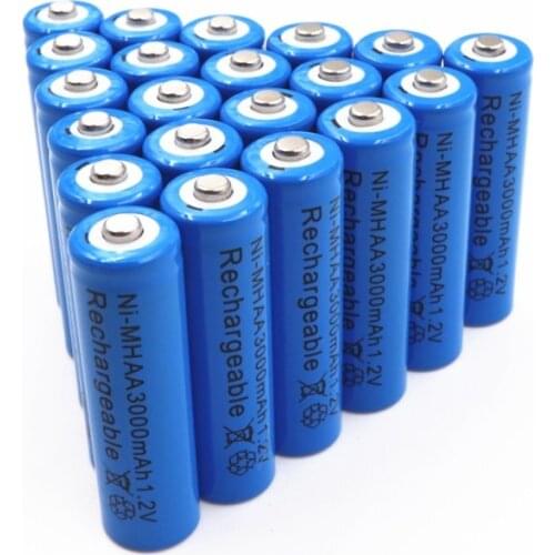 20pcs AA 1.2V 3000mAh battery AA Ni-MH 1.2v Rechargeable Batteries battery Garden Solar Light LED flashlight torch Dropshipping