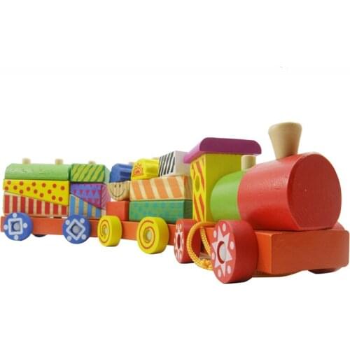 3 Sections Blocks Train Wooden Educational 50 cm Length Big Size Children Toy Gift Shape Color Study Christmas Gift