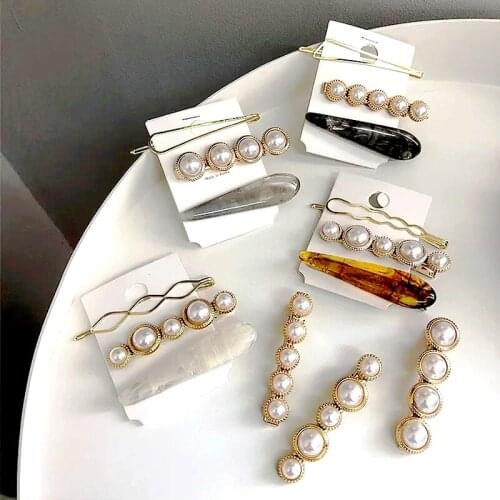 3 Pcs/set New 2020 Trendy Simple Hair Clips for Women Geometric Alloy Imitation Pearl Hair Accessories Female Party Jewelry