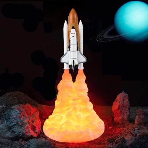 3D Print Space Shuttle Lamp USB Rechargeable Rocket Lamp LED Moon Lamp Night Light Bedroom Study Christmas Birthday Gift