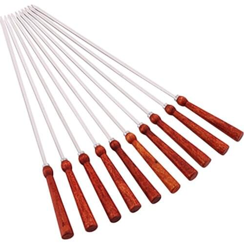 43cm 16inch Stainless steel Wood Handle Christmas BBQ Party Needles Set Barbecue Skewer BBQ Kabob Kebab Stick Grill Needle Tool