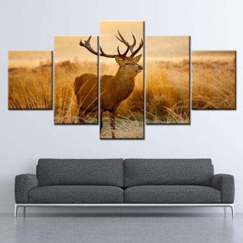 5 piece HD canvas Animal Red deer in the morning Canvas picture painting decor print Modular poster wall art Home Decor