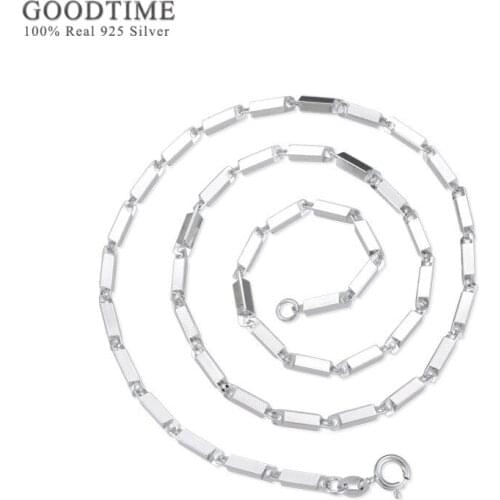 Noble Men Chain Pure 925 Sterling Silver Jewelry Genuine Silver Necklaces Male Embossed Square Column Chain Fashion Necklace