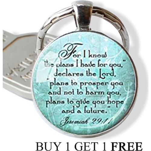 2PCS JEREMIAH 29:11 CHRISTIAN PENDANT Scripture Jewelry Christian Gift Christian Bible Verse Keychain Spiritual Inspirational