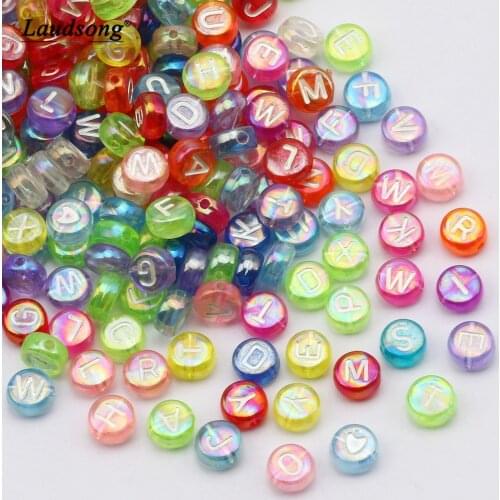 100/200/300/500PCS Mixed English Round Square Letter Beads Random Alphabet Acrylic Beads For Jewelry Making DIY Accessories