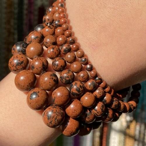 Natural Stone Mahogany Jaspers Beads Round Loose Spacer Beads For Jewelry Making Diy Bracelet Necklace Accessories 4 6 8 10 12mm