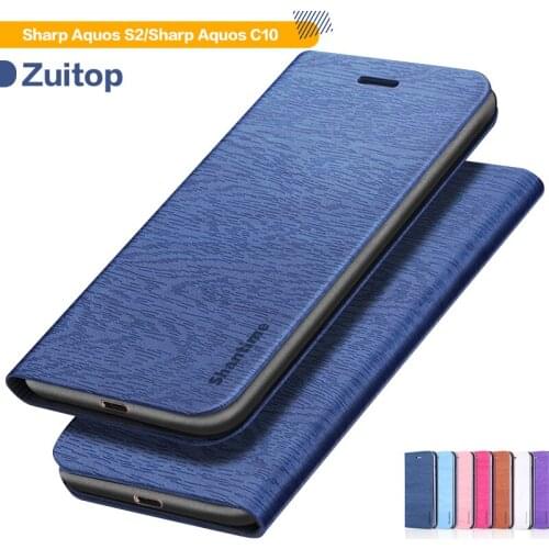 Wood grain PU Leather Phone Case For Sharp Aquos S2 Flip Case For Sharp Aquos C10 Business Wallet Case Soft Silicone Back Cover
