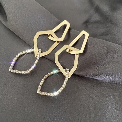 Exknl Crystal Long Dangle Earrings For Women Wedding Gold Color Irregular Party Big Fashion Jewelry Earrings Accessory 2020 Gift