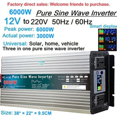 Inverter 12V 220V Pure Sine Wave Inverter 12V/24V/ To /110V 4000W 5000W 6000W Solar inversor Converter Transformer Power Supply