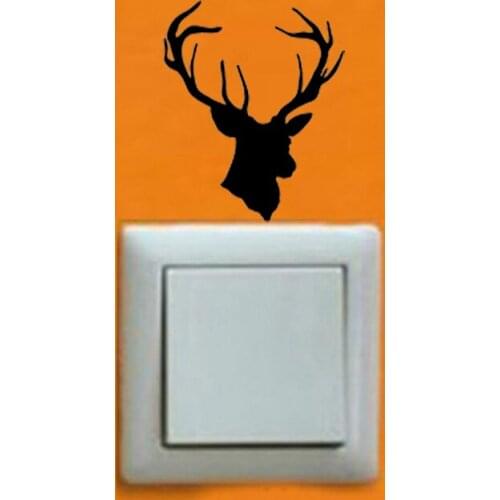 Fashion Cool Deer Head Vinyl Switch Sticker Creative Hunting Home Decoration Wall Sticker 2WS0317