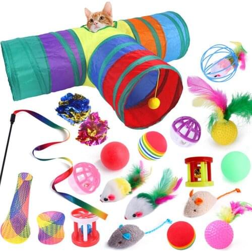 Cat Toys Kit Mouse Shape Balls Shapes Kitten Love New Pet Toy 21 Set Funny Cat Stick Mouse Supplies Cat Interactive Play Supply