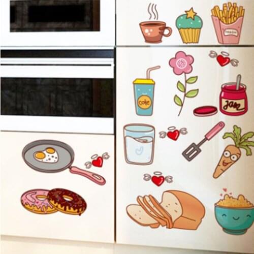 Refrigerator kitchen cartoon kitchenware stickers wall stickers