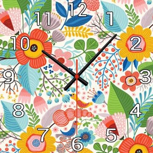 Flower Wall Clock Lime Modern Kitchen Clock Watch Home Decor Living Room Clock motion Wall Art Timepieces