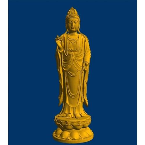 New 3D model relief for CNC STL format Goddess Of Mercy stand on lotus flower_32