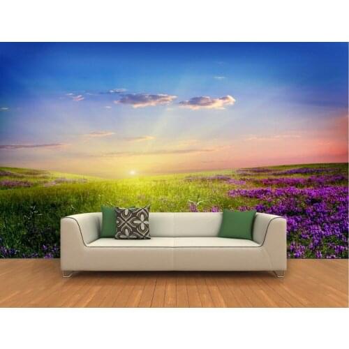 Landscape wallpaper murals Beautiful sunset lavender 3D backdrop 3d mural wallpaper