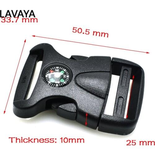 1pcs Plastic Side Release Buckle With Compass For Backpack Camping Bag Webbing Size 25mm