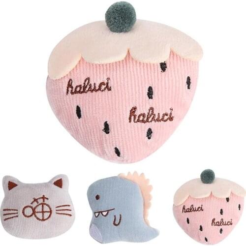Cat Plush Toy Cute Interactive Cat Strawberry Dinosaur Cat Toy With Catnip Pet Kitten Chewing Toy Pet Supplies Herbe A Chat