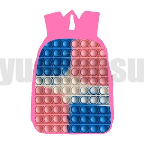 Pink Funny Game Type POP It Bags Teenagers 3D Anime Bubble Rainbow Pop Fidget Backpack Children Cartoon 12/16 Inch Schoolbags
