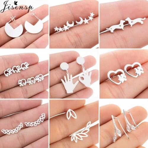 2020 New Fashion Vintage Earrings Jewelry Ear Climber Bohemian Leaf Stud Earring for Women Simple Star Moon Ear Crawlers Girls