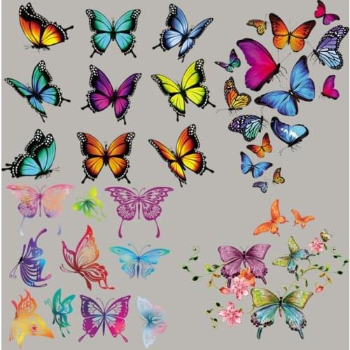 Butterfly Parrot Bird Heat Transfers Iron On Patches For Jeans T-shirt DIY Craft Sticker Applications For Clothes Decorative