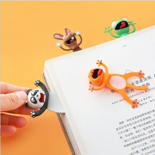 Creative 3D Stereo Bookmark Kawaii Students Stationary School Supplies 2021 Book Marks Cartoon PVC Funny Reading Office Supply