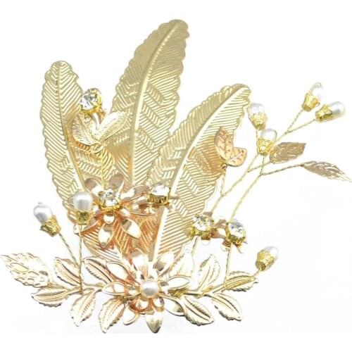 Unique Design Fashion Gold Alloy Leaf Shape Hairclip Hair Clips Hair Accessory For Women Jewelry