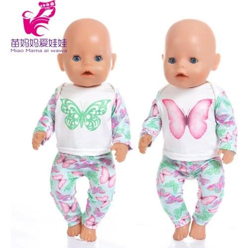 Doll Spring Clothes 17 inch Baby Doll Butterfly Pajama Set Suit 18 Inch Doll Clothes Set