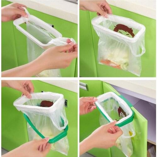 1PC Storage Holder Rack Kitchen Cupboard Cabinet Door Hanging Garbage Rubbish Bag Storage Trash Rack Kitchen Orgnizing OK 0260