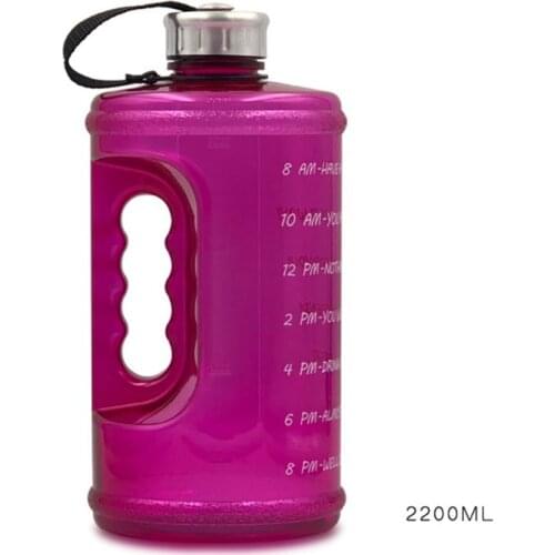 2.2L Large Capacity Sports Water Bottle with Handle and Time Marker Outdoor Q84C