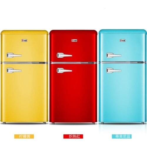220V 118L Retro Refrigerator Small Household Double Door Refrigerator Fridge Small Refrigerator small fridge for room