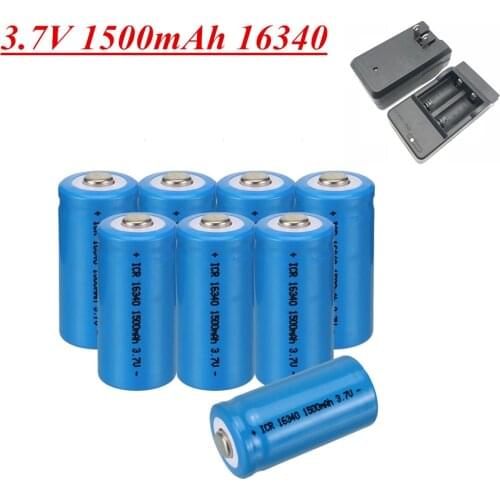 3.7V 1500mAh Li-ion Batteries 16340 CR123A Rechargeable Battery For LED Flashlight Travel Wall Charger For CR123A 16340 battery